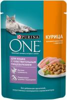 Влажный корм Purina ONE® для кошек с чувствительным пищеварением, с курицей и морковью