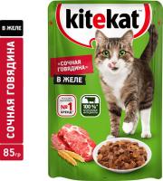 Kitekat влажный корм для взрослых кошек всех пород, говядина в желе