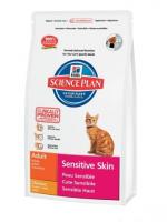Hills Sensetive Skin сухой корм для кошек для улучшения качества шерсти и здоровья кожи с курицей