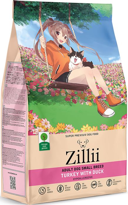 Zillii Adult Dog Small Breed корм для взрослых собак малых пород, индейка с уткой