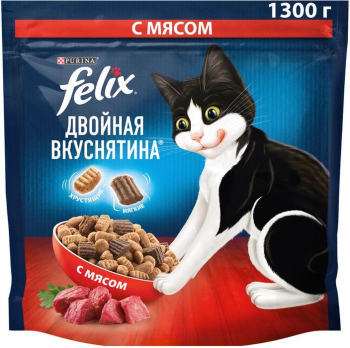 Сухой корм Felix® Двойная Вкуснятина® для взрослых кошек, с мясом