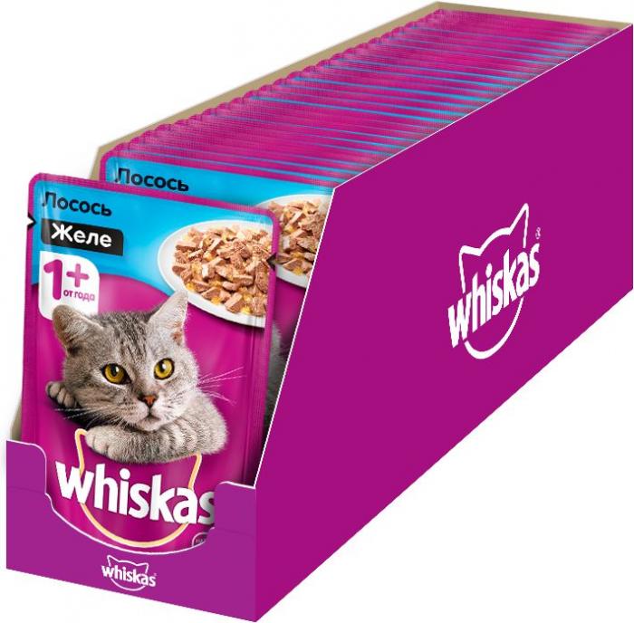 Whiskas влажный корм для кошек желе с лососем