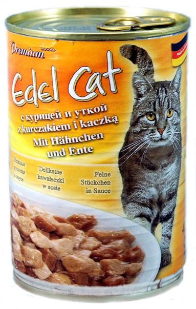 Edel Cat влажный корм для кошек кусочки в соусе с курицей и уткой