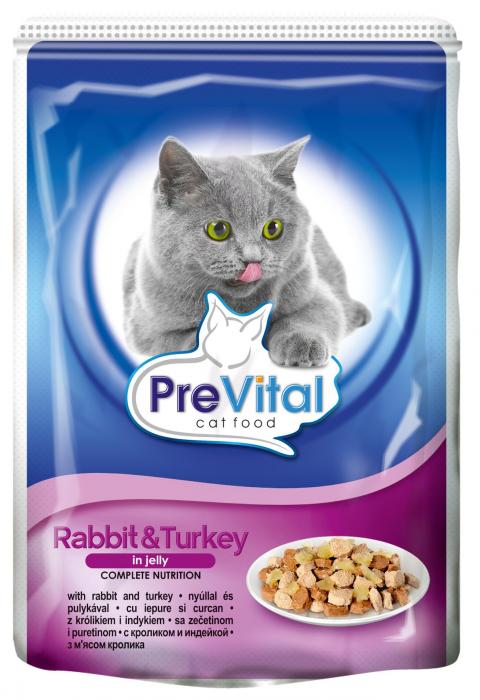 PreVital Классик влажный корм для кошек с кроликом и индейкой в желе