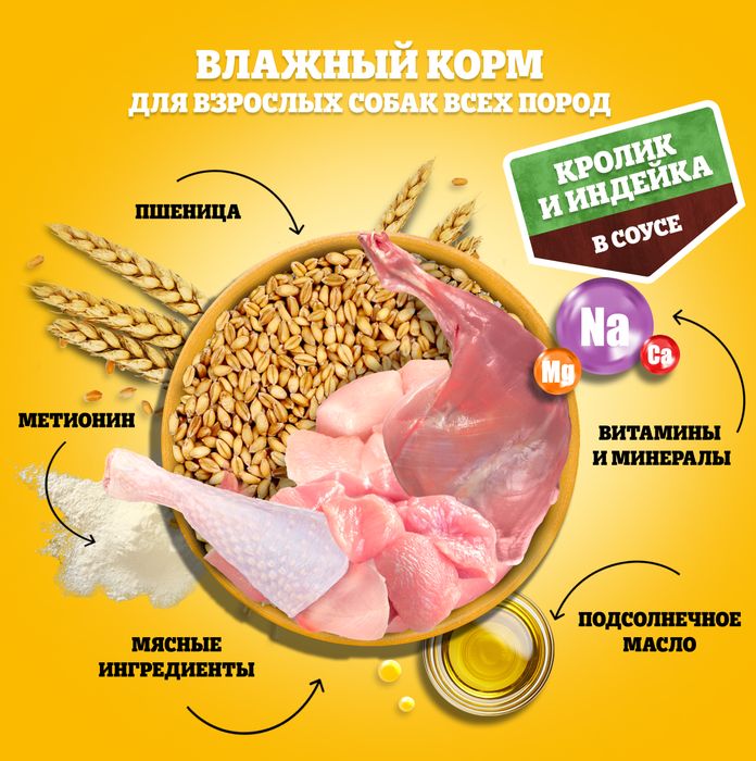 Pedigree влажный корм для собак с кроликом и индейкой