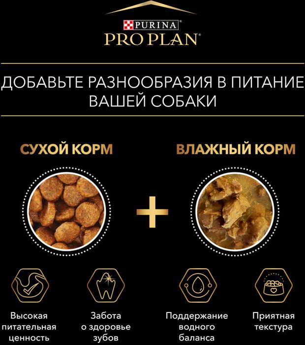 Влажный корм Pro Plan® для взрослых собак мелких и карликовых пород, склонных к набору веса, с курицей в соусе