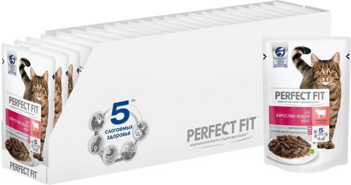 Perfect Fit Adult влажный корм для взрослых кошек с говядиной