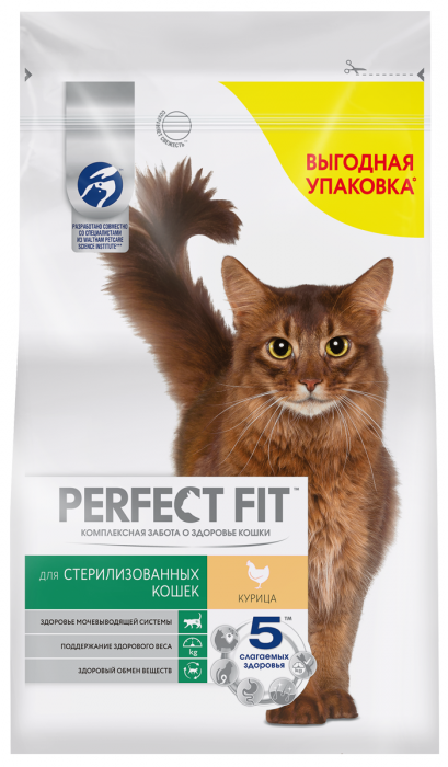 Perfect Fit корм для взрослых стерилизованных кошек всех пород, курица