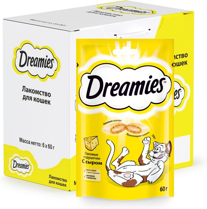 Dreamies лакомство для кошек подушечки с сыром
