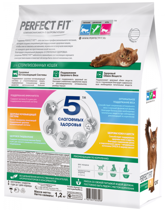 Perfect Fit корм для взрослых стерилизованных кошек всех пород, курица