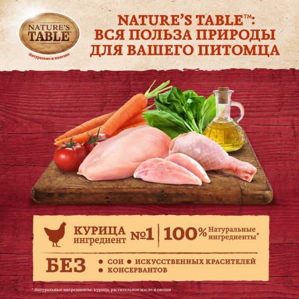 Nature`s Table Nature’s Table влажный корм для взрослых кошек всех пород, курица в cоусе
