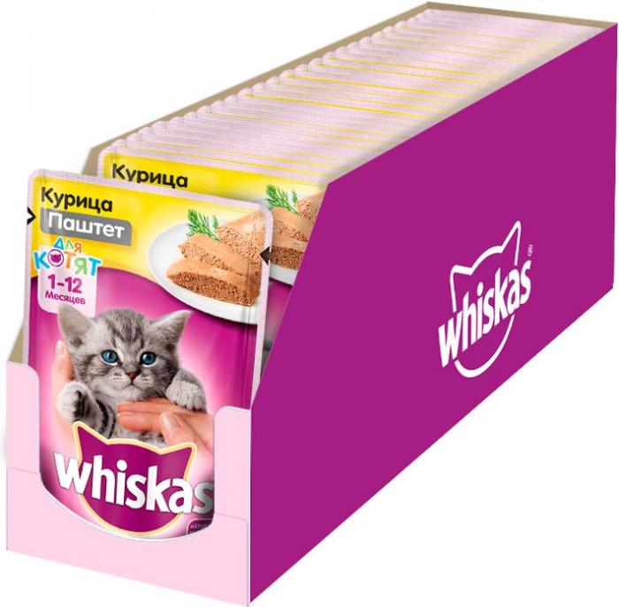 Whiskas влажный корм для котят паштет с курицей