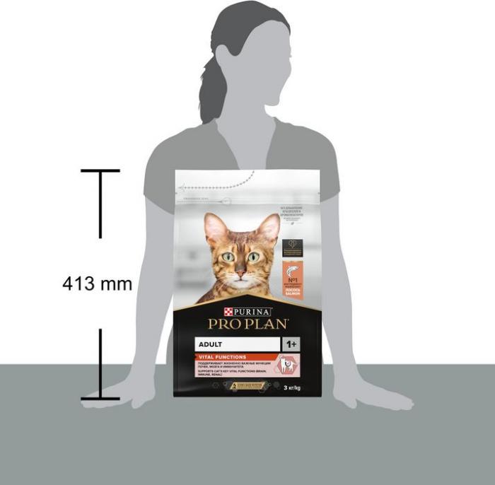 Сухой корм Pro Plan® Vital Functions для взрослых кошек для поддержания функций почек, мозга и иммунитета, с высоким содержанием лосося