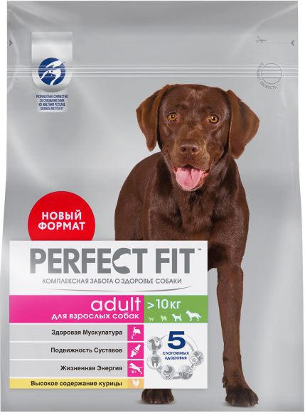 Perfect Fit корм для взрослых собак средних и крупных пород, курица