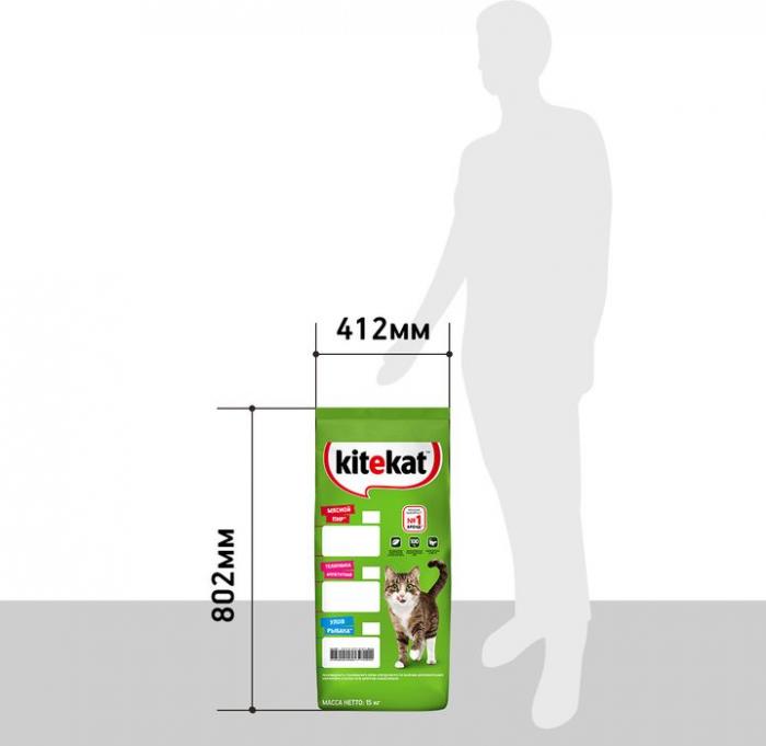 Kitekat корм для взрослых кошек, улов рыбака