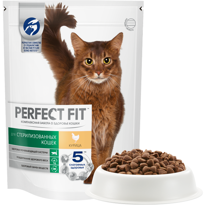 Perfect Fit корм для взрослых стерилизованных кошек всех пород, курица