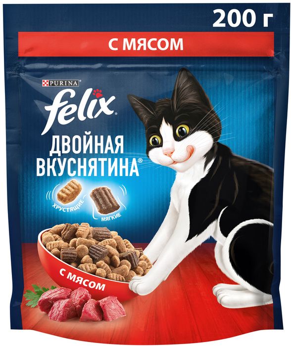 Сухой корм Felix® Двойная Вкуснятина® для взрослых кошек, с мясом