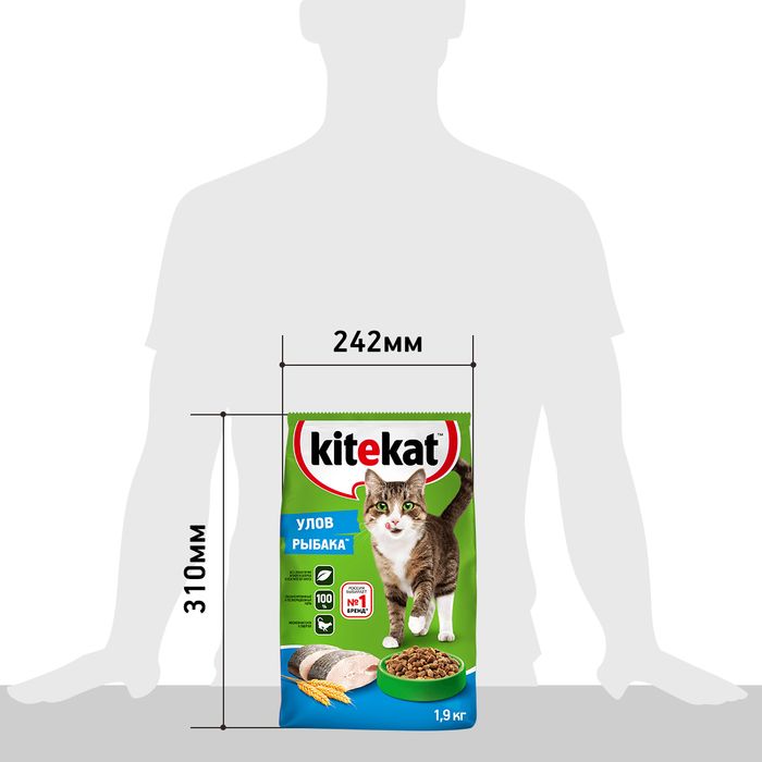 Kitekat корм для взрослых кошек, улов рыбака