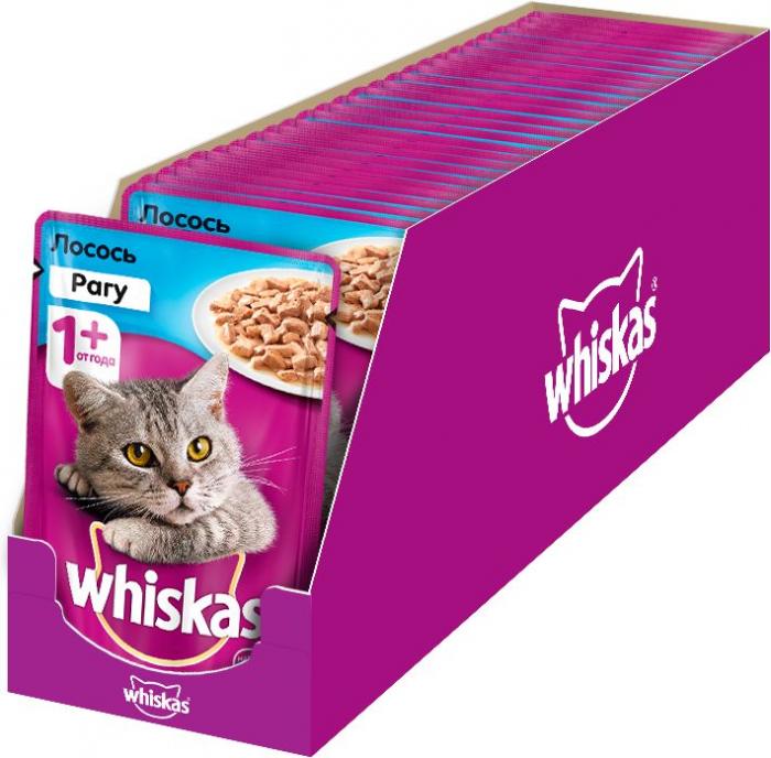 Whiskas влажный корм для кошек рагу с лососем