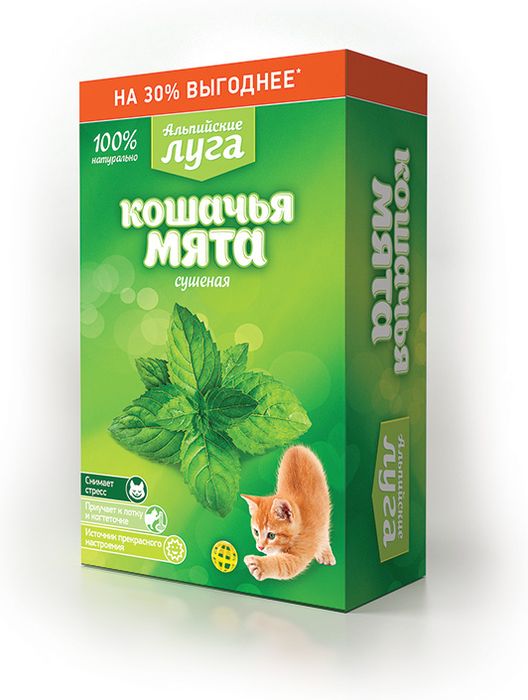 Альпийские луга лакомство для кошек, кошачья мята сушеная