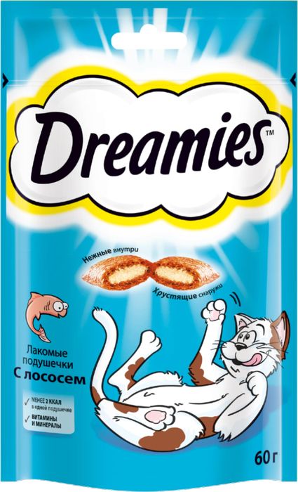 Dreamies лакомство для кошек подушечки с лососем