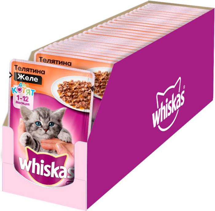 Whiskas влажный корм для котят желе с телятиной