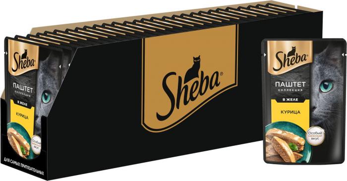 Sheba влажный корм для кошек, нежный паштет в желе, с курицей