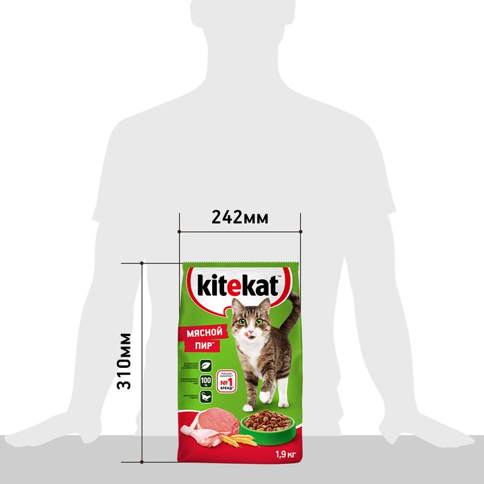 Kitekat корм для взрослых кошек, мясной пир