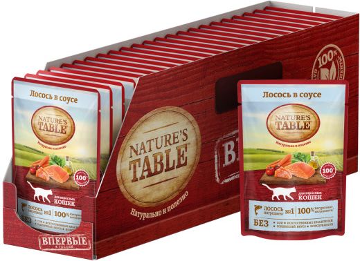 Nature`s Table Nature’s Table влажный корм для взрослых кошек всех пород, лосось в cоусе