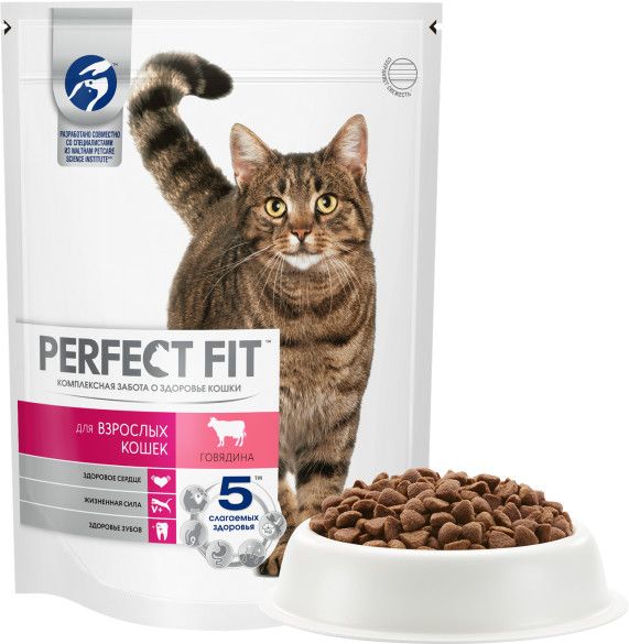 Perfect Fit корм для взрослых кошек всех пород, говядина