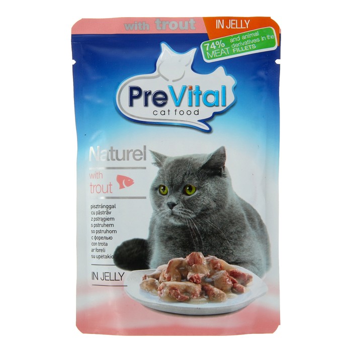 PreVital Naturel влажный корм для кошек кусочки в желе с форелью