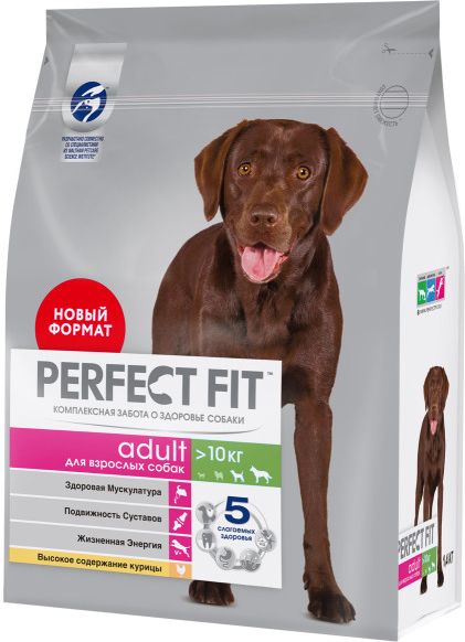 Perfect Fit корм для взрослых собак средних и крупных пород, курица