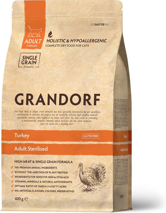 Grandorf корм для стерилизованных кошек, с индейкой