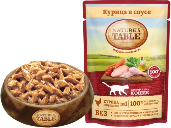 Nature`s Table Nature’s Table влажный корм для взрослых кошек всех пород, курица в cоусе