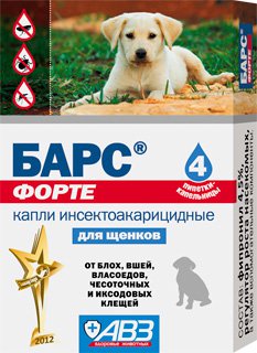 АВЗ Барс Форте капли от блох и клещей для щенков