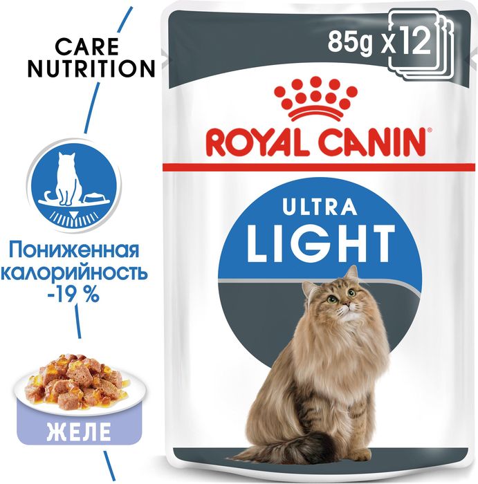 Royal Canin Ultra Light влажный корм для кошек, склонных к полноте в желе
