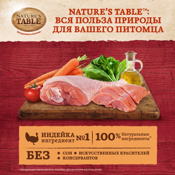 Nature`s Table Nature’s Table влажный корм для взрослых кошек всех пород, индейка в cоусе