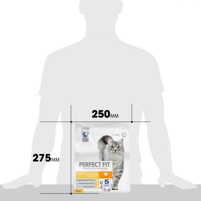 Perfect Fit корм для взрослых кошек всех пород, чувствительное пищеварение, индейка
