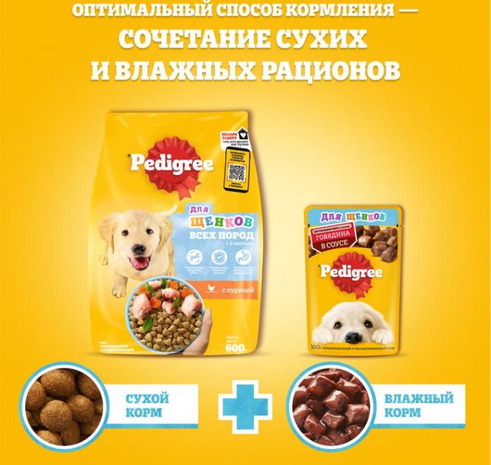 Pedigree сухой корм для щенков всех пород с курицей и рисом