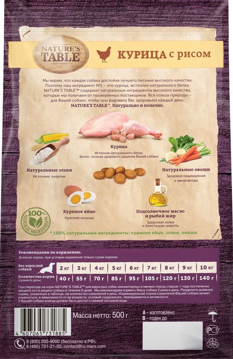 Nature`s Table Nature\'s Table сухой корм для собак мелких пород с курицей и рисом