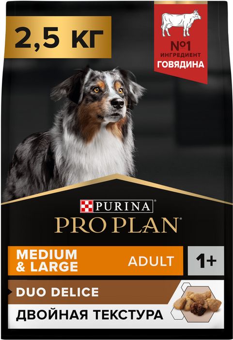Сухой корм Pro Plan® Duo Delice для взрослых собак средних и крупных пород, с высоким содержанием говядины