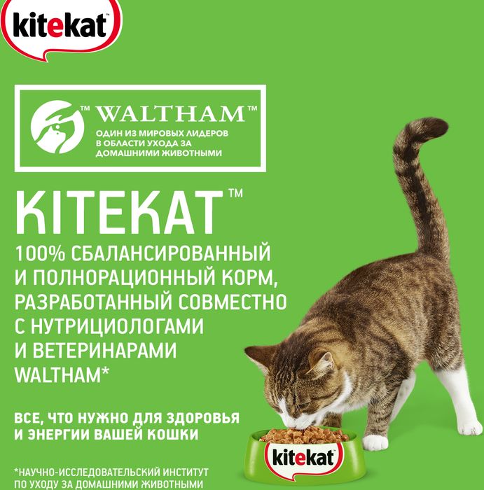Kitekat корм для взрослых кошек, с аппетитной телятиной