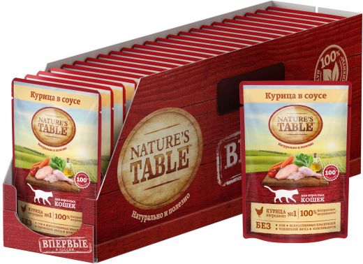 Nature`s Table Nature’s Table влажный корм для взрослых кошек всех пород, курица в cоусе