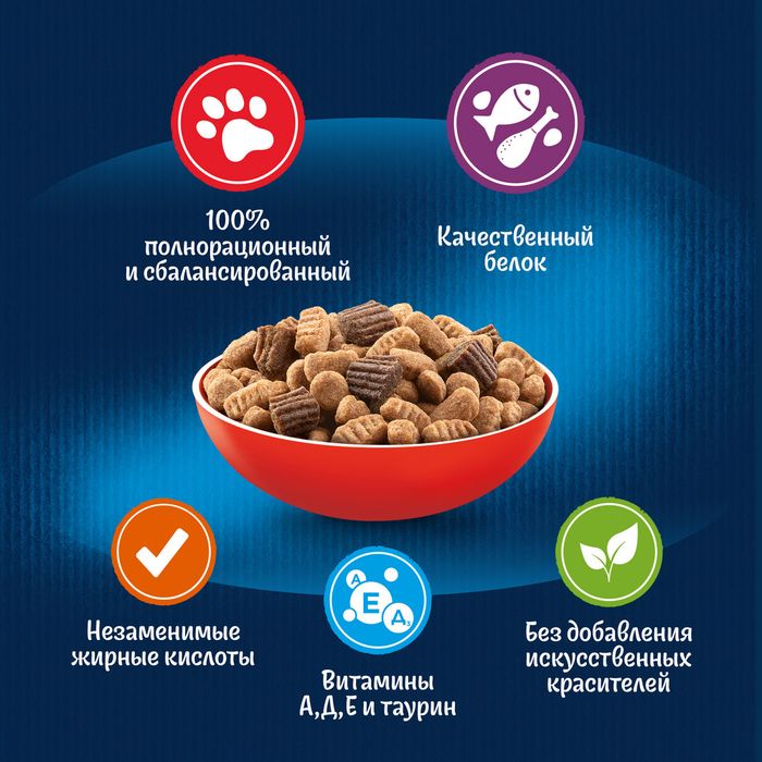 Сухой корм Felix® Двойная Вкуснятина® для взрослых кошек, с мясом