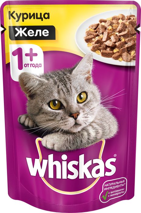 Whiskas влажный корм для кошек желе с курицей