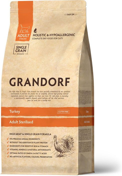 Grandorf корм для стерилизованных кошек, с индейкой