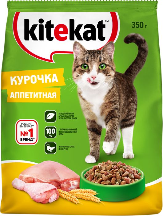 Kitekat корм для взрослых кошек, с курочкой аппетитной
