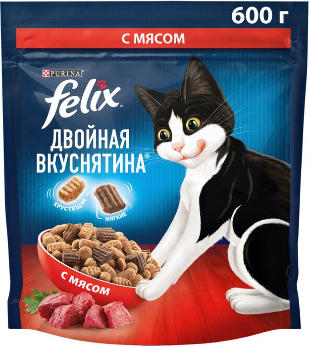 Сухой корм Felix® Двойная Вкуснятина® для взрослых кошек, с мясом