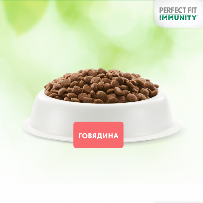Perfect Fit Immunity корм для кошек, для поддержания иммунитета, с говядиной и добавлением семян льна и голубики