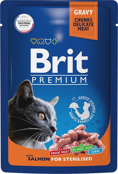 Brit Premium влажный корм для стерилизованных кошек, лосось в соусе